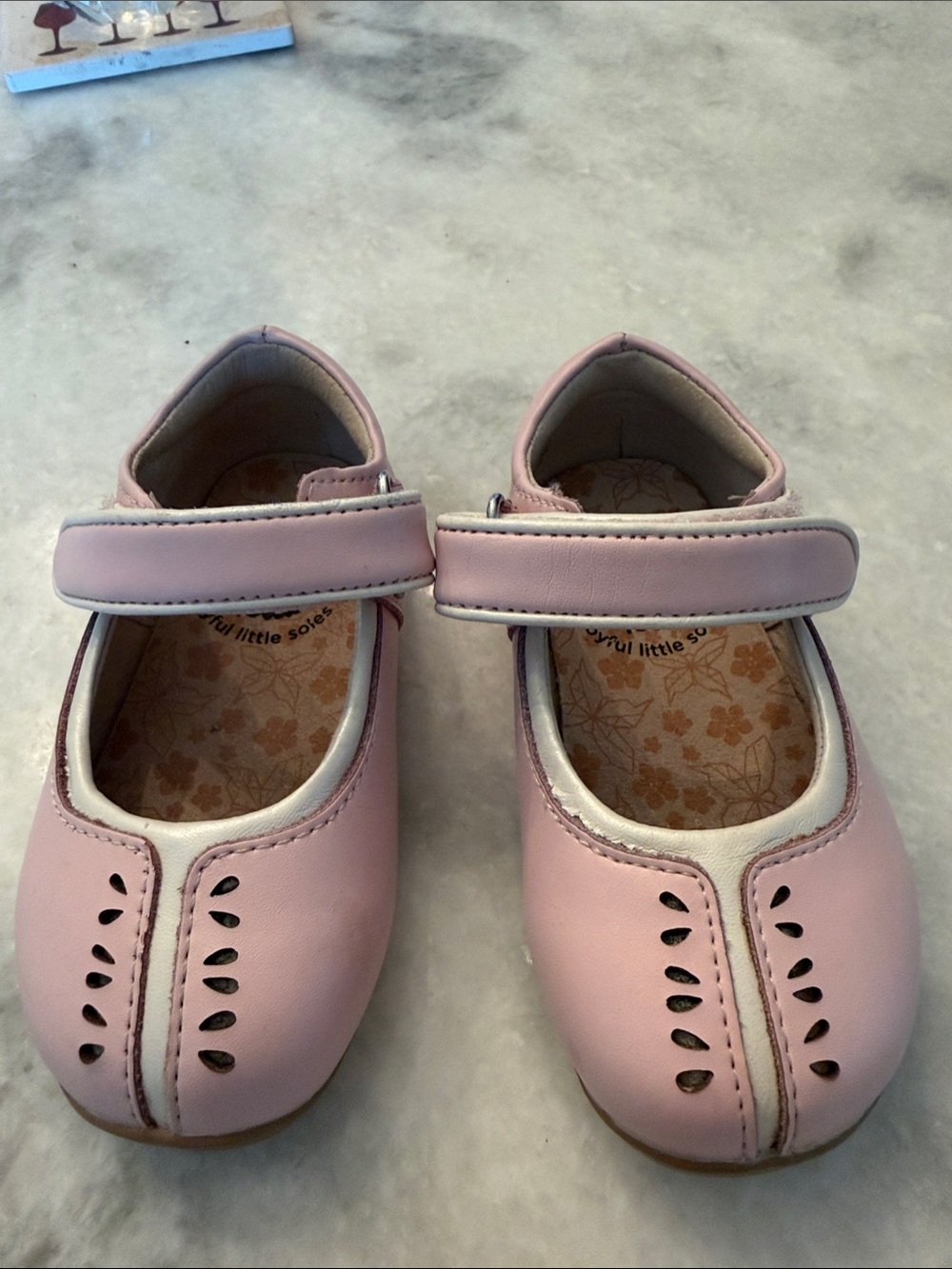 Girls Pink Mary Jane Dress Shoes with Hook-and-Loop Strap